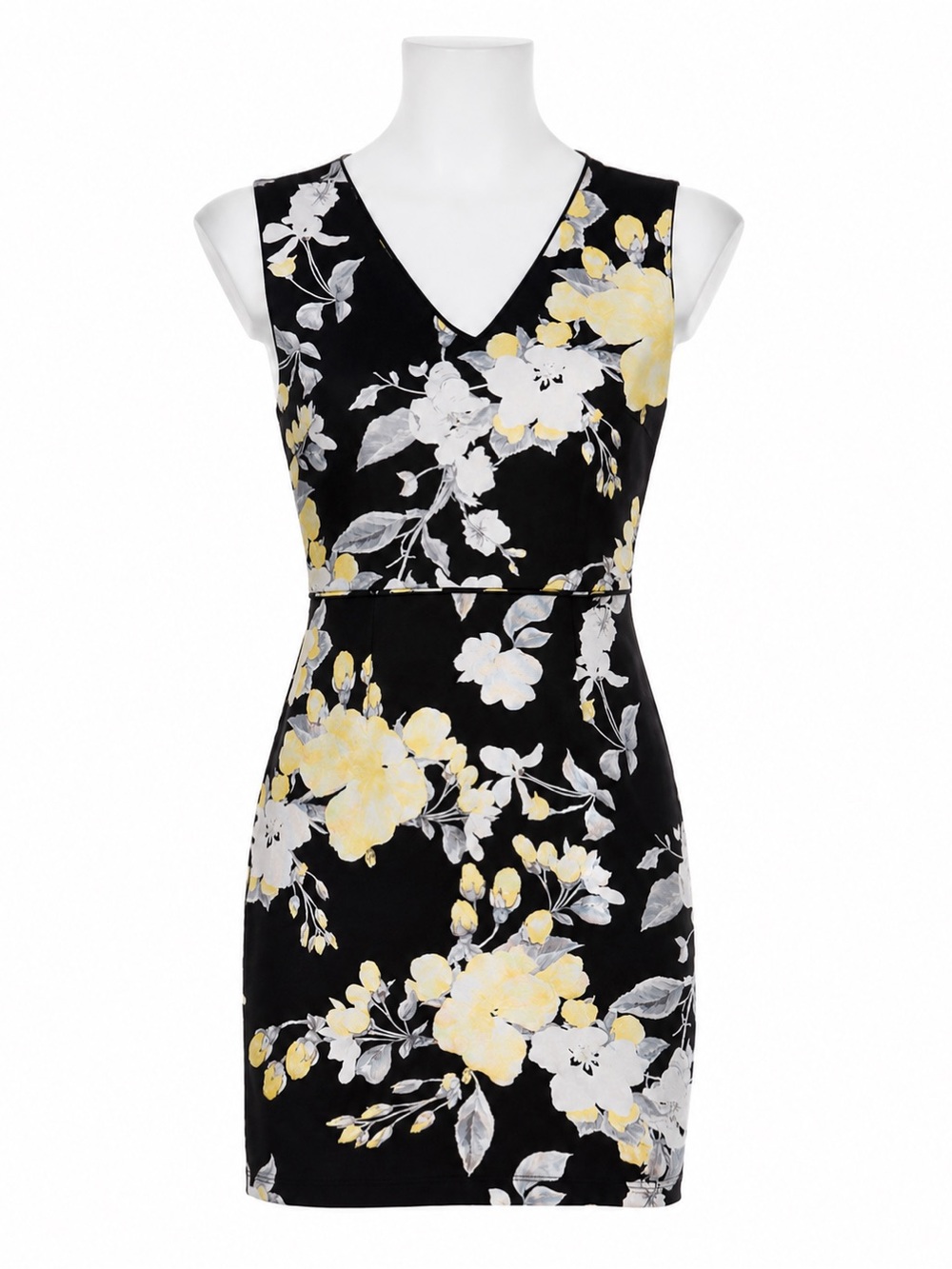 Size 8 Kate & Lily Women’s Black Yellow Floral Sleeveless Sheath Dress